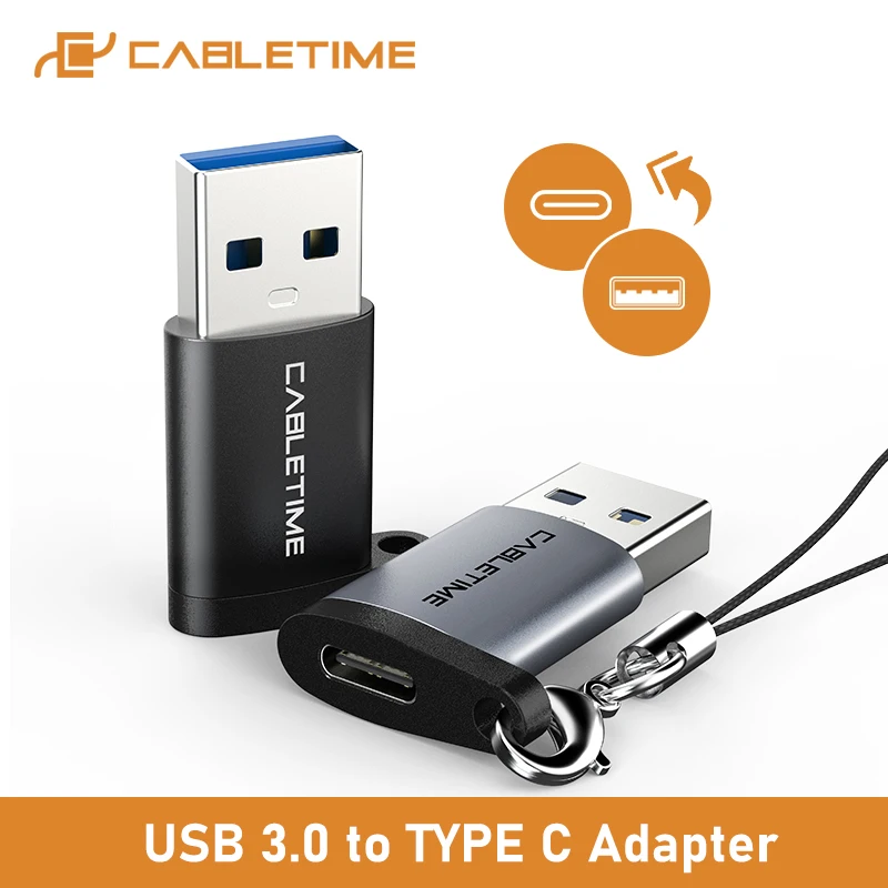 CABLETIME USB 3.0 OTG Adapter to USB C Fast Charging for Devices with USB Laptop Macbook Air Huawei LG Oneplus C366