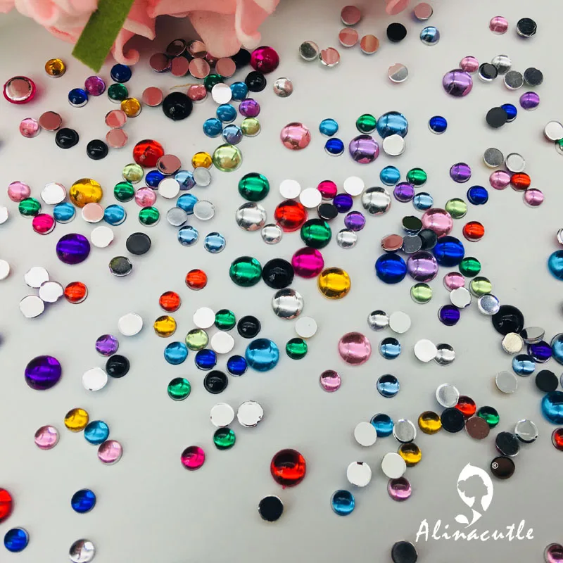 10g klejnoty 4mm / 6mm połysk powierzchni mieszkanie powrót kryształ akrylowy kamień nail art cekiny odzież odzież scrapbooking trzęsie kamień