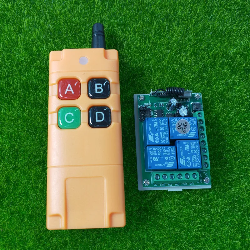 Industrial Long Distance DC12V 4CH R  F Switch Wireless Remote Control Switch Electric Car/Motorcycle/Headlamp Horn Transmitter