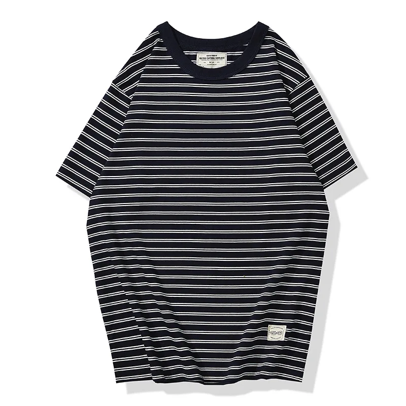 Ok2133 Summer Striped T-Shirts High Quality Men Clothing 230g Short-Sleeve Classic All-Match Sailor Tops Casual Fit Male Tees