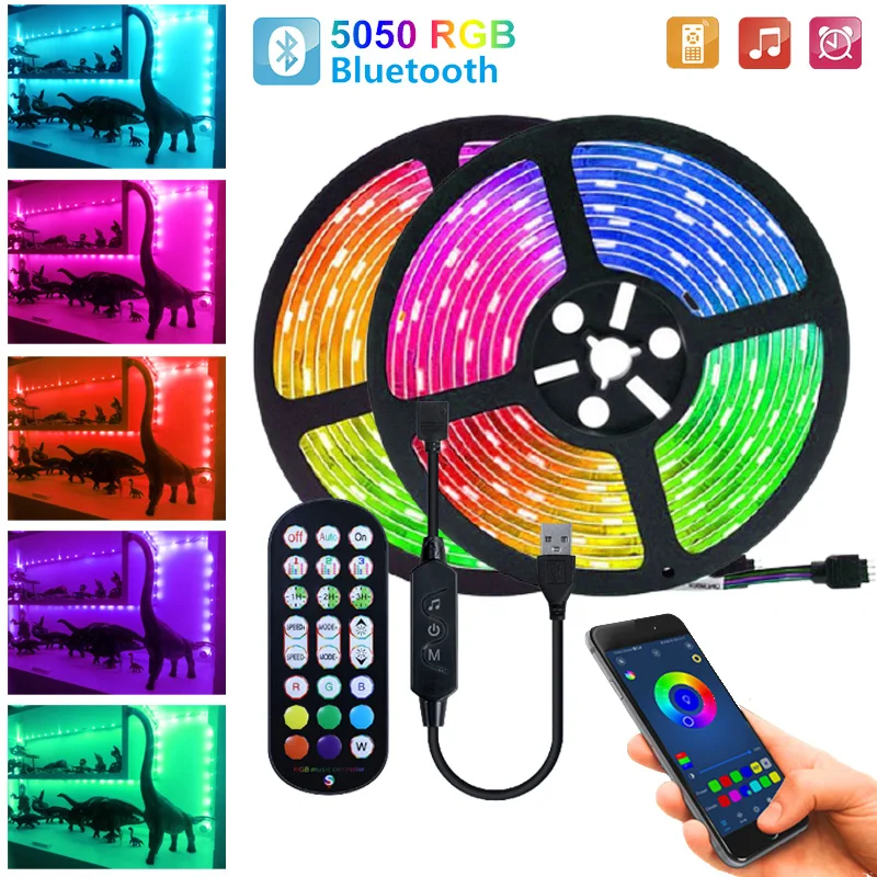 

Светодиодная ленсветильник RGB 5050 с 24 клавишами, подсветкой и управлением музыкой