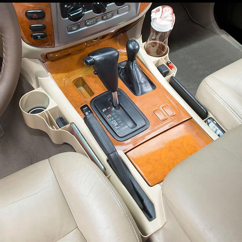 Car Seat Gap Storage Box Cup For Toyota Land Cruiser 100 LC100 Ujz100 FZJ100 1998- 2007 Multifunctional Organizer Cups Holder