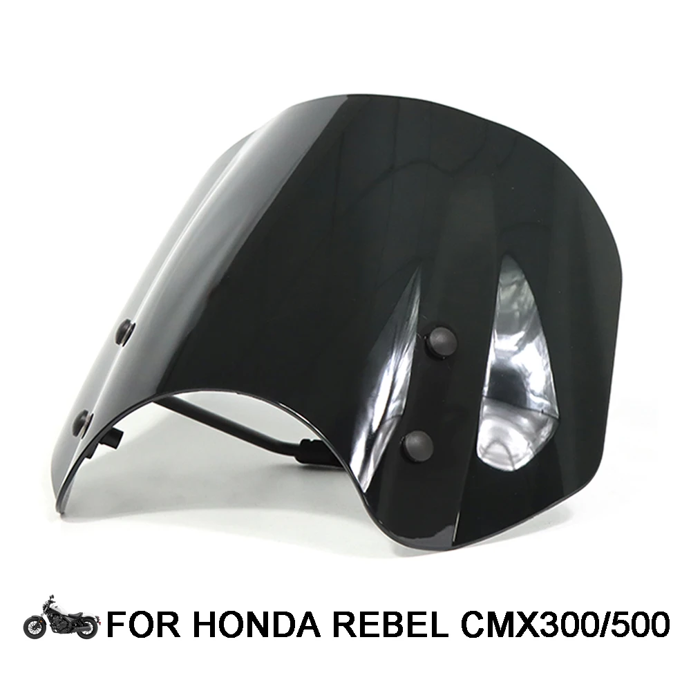 

Front Windscreen Windshield Fly Screen Shield Wind Deflector Visor w/ Holder For HONDA Rebel CMX 300 500 CMX300 CMX500 2017-2020