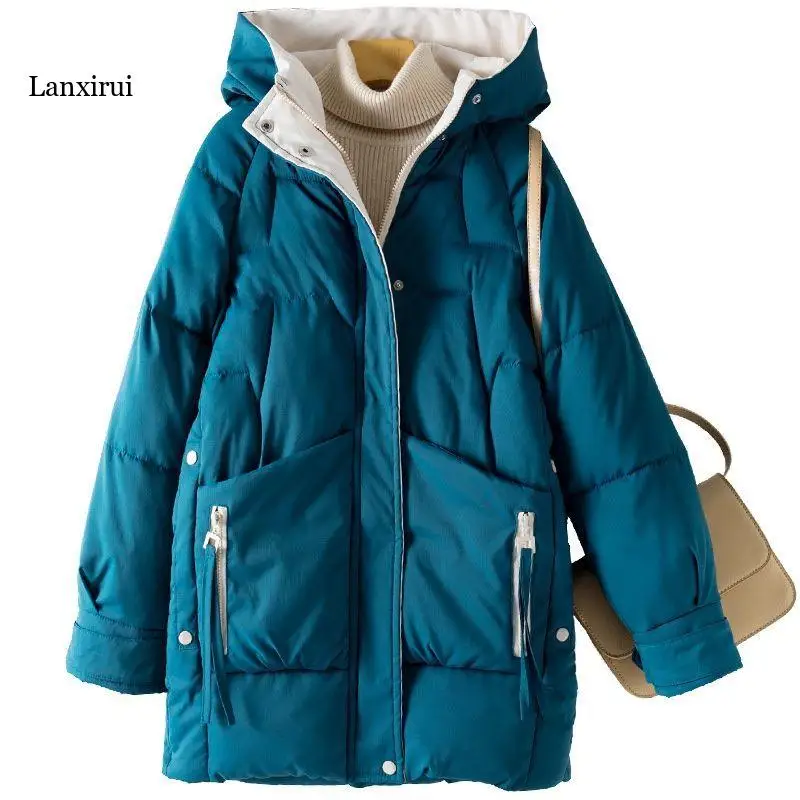 

Women's Hooded Winter Coat Thicken Quilted Puffer Jacket Warm Parka Fashion Loose Thicken Warm Casual Down Jacket Female