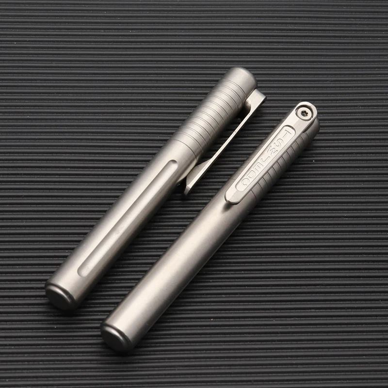 Pena Air Mancur Titanium Murni Pena Mini Taktis Stylus Peralatan EDC Kompak