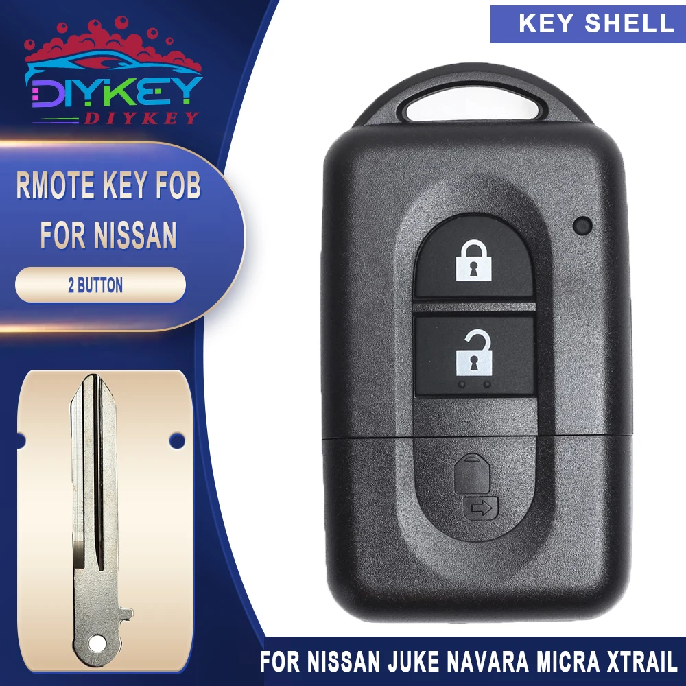 

DIYKEY 2 Button Smart Remote Key Shell Case Fob for 2003-2012 Nissan Juke Navara Micra Xtrail Qashqai Duke