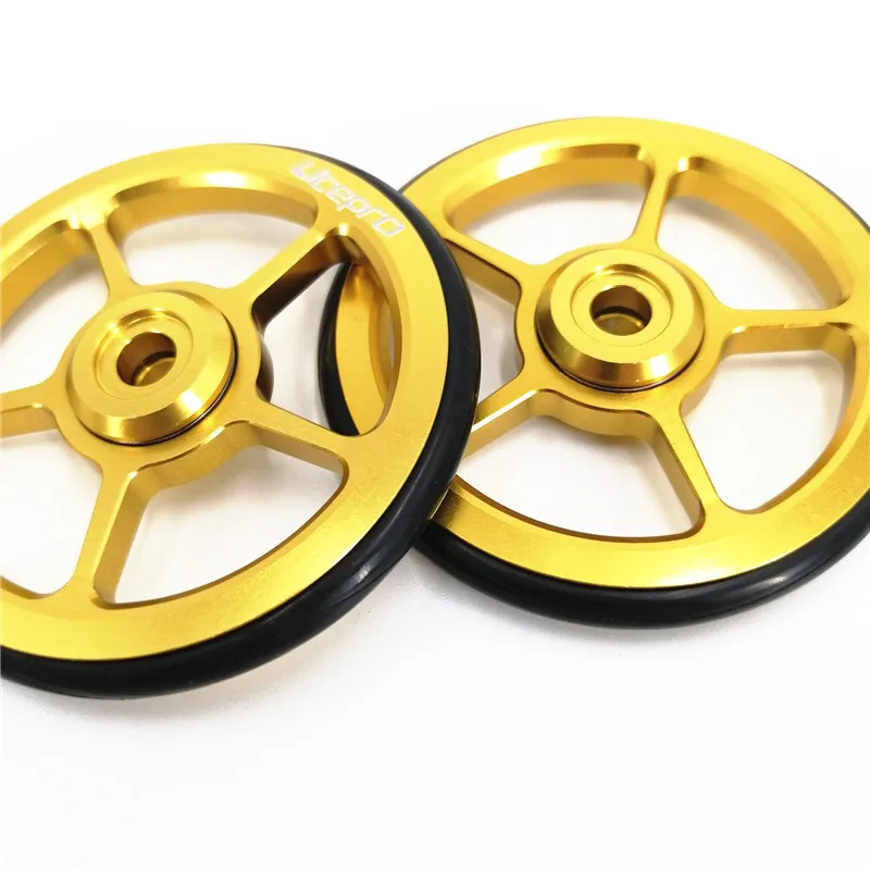 Litepro Aluminum Alloy CNC O-Type Rubber Easywheel For Brompton Folding Bike Rear Racks Easy Wheel