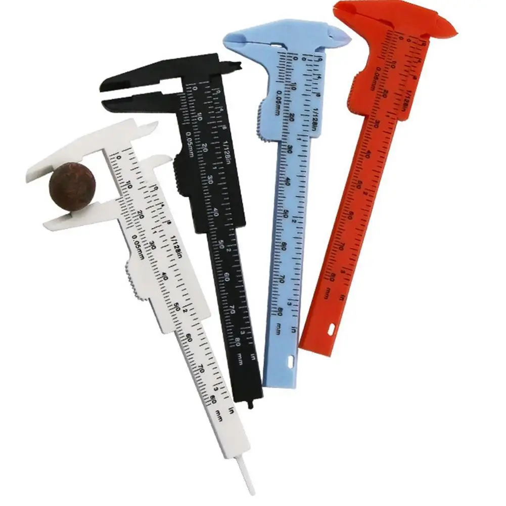 Double Scale Plastic Vernier Caliper Mini Sliding Vernier Gauge Measure Tool Ruler Micrometer Ruler Sliding 80mm Pocket Useful