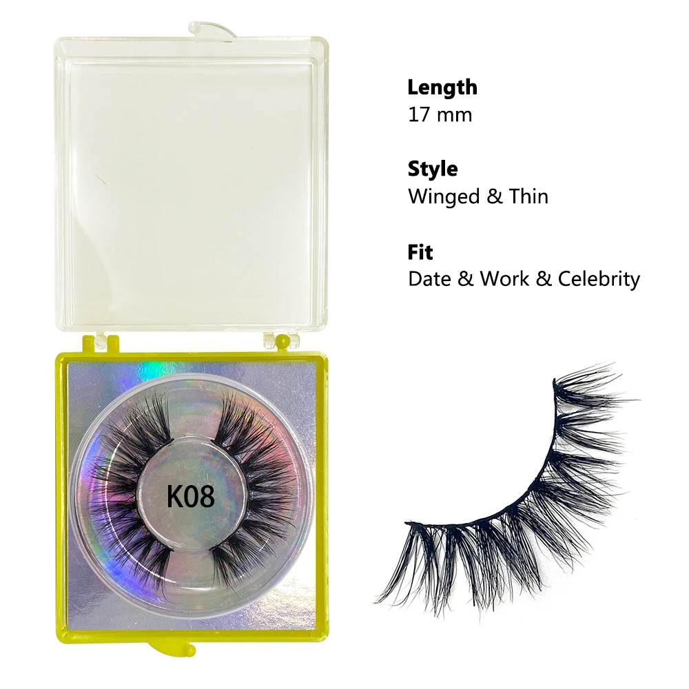 17mm K Series 3D Pure Mink False Eyelashes Daily Thin Style Factory Direct Sales Logo Or Package Can Be Designed Separately