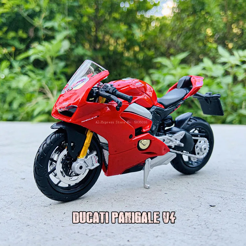 Bburago 1:18 Ducati PANIGALE V4 Alloy Diecast Motorcycle Model Workable Shork-Absorber Toy For Children Gifts Toy Collection