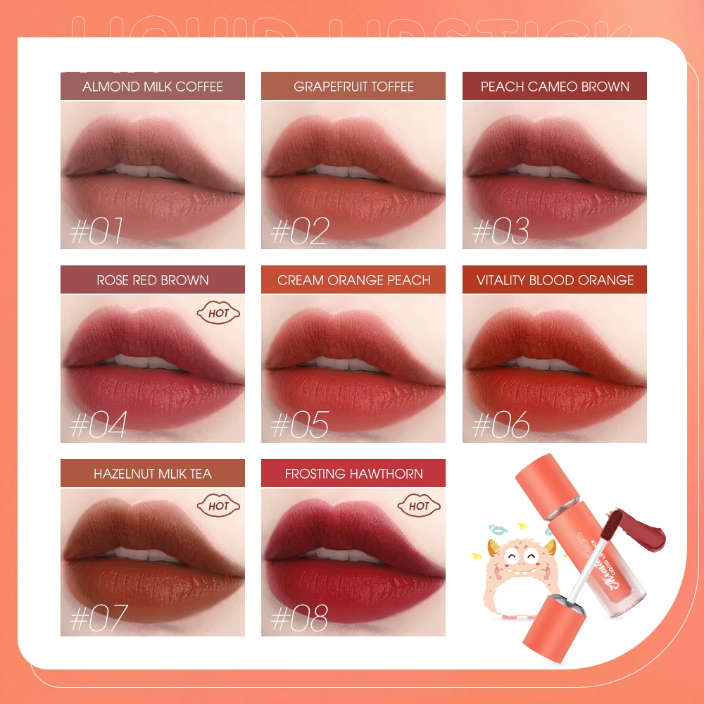 BANXEER Cream Velvet Matte Lipstick Lightweight Lip Glaze Not Fade Lip Tint Lasting Moisture Cosmetic Makeup