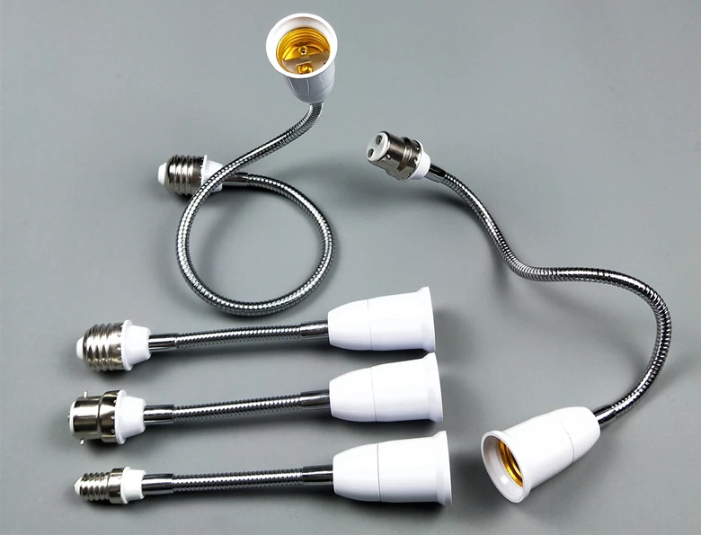 2pcs Flexible E27/E14/B22 To E27 LED Lamp Base Bulb Socket with 20CM 30CM 40CM 50CM 60CM Extension Light Holder Converters