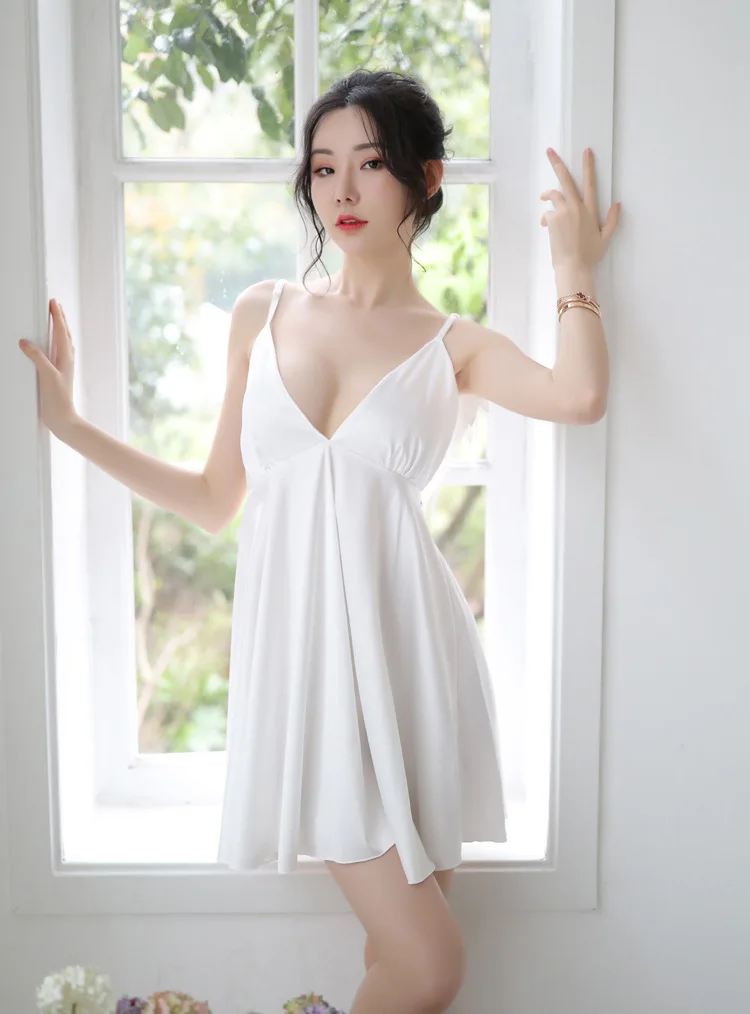 Sexy Backless Women Beach Dress Spaghetti Strap V-neck Satin Slim One Piece Dress Feminine Casual Angel Wings Jumper Dress