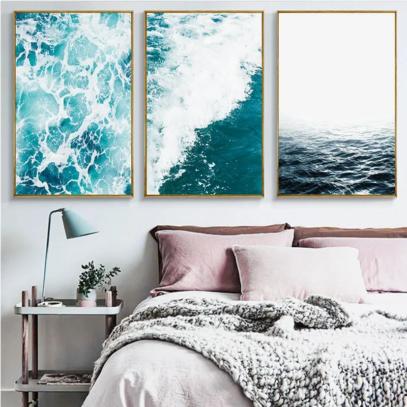 Seascape canvas modern printing wave living room sofa bed wall decoration oil painting decoration salon wall art