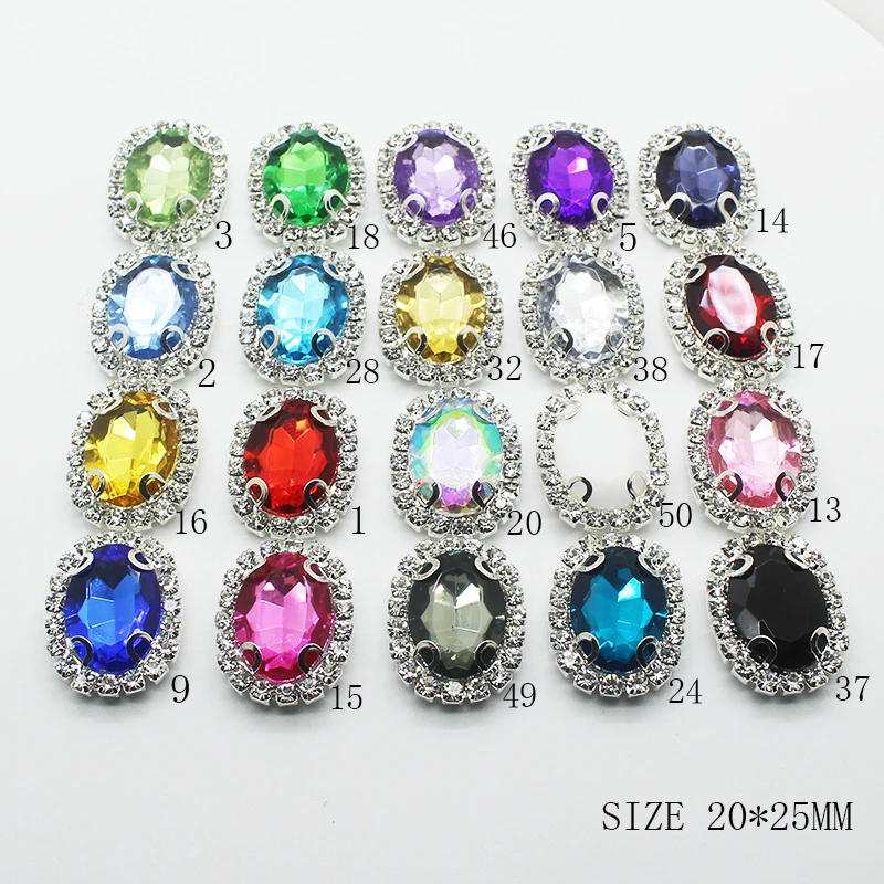 10pc 25*20mm oval rhinestone acrylic buttons silver with lace claw sewing metal buttons DIY clothing hair accessories decoration