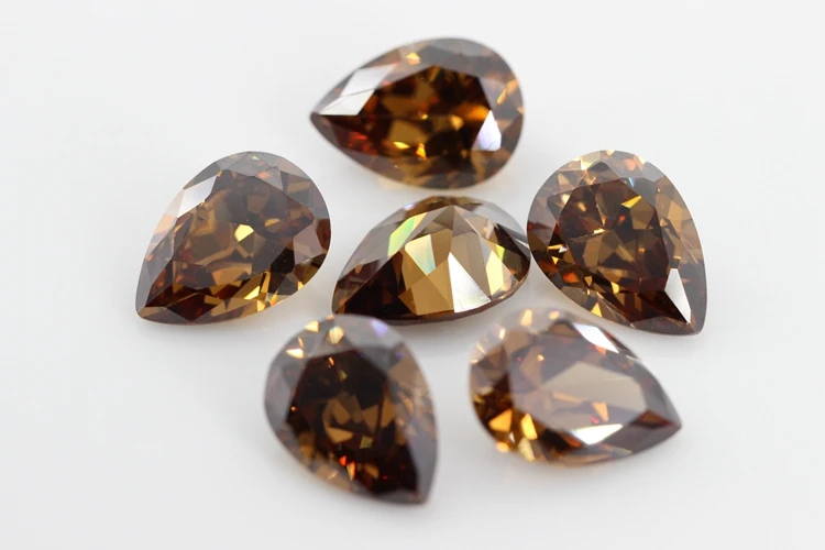 5A Pear Double CheckerBoard Cubic Zirconia Stone Multicolor Brilliant Cut Loose CZ Stones Synthetic Gems Beads For Jewelry