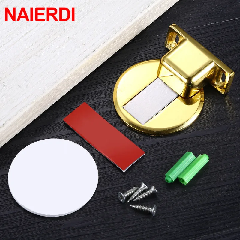 NAIERDI Zinc Alloy Door Stopper Magnetic Door Stops Hidden Door Holders Catch Floor Nail-free Doorstop Furniture Hardware