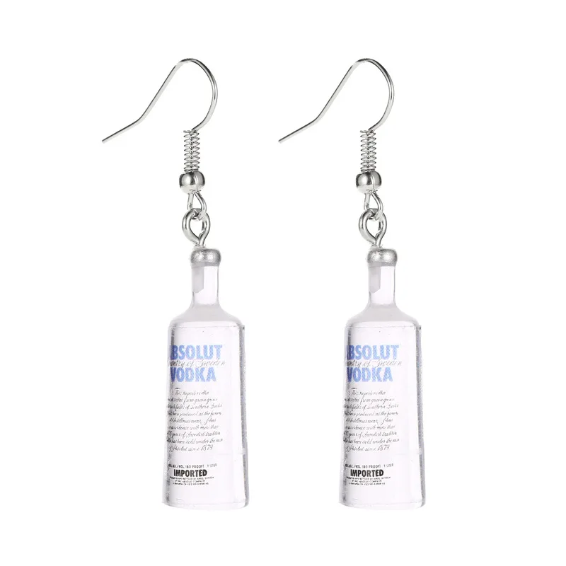 Todorova Creative Cool Vodka Bottle Drop Earrings For Women Funny Drinking Cartoon Transparent Water Bottle Dangle Earrings
