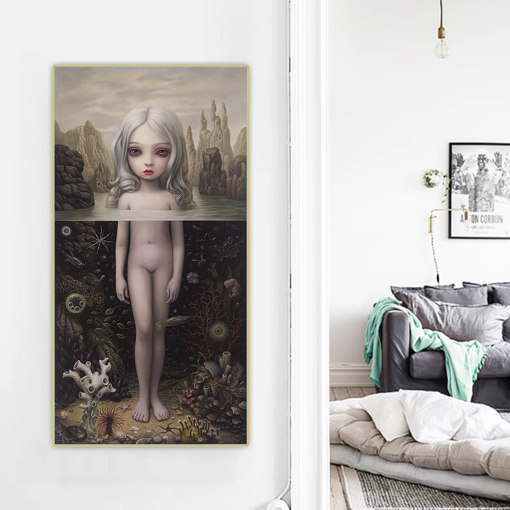 Citon Canvas Art Oil painting Mark Ryden《Aurora, 2016》Artwork Poster Picture Modern Wall Decor Home Living room Decoration