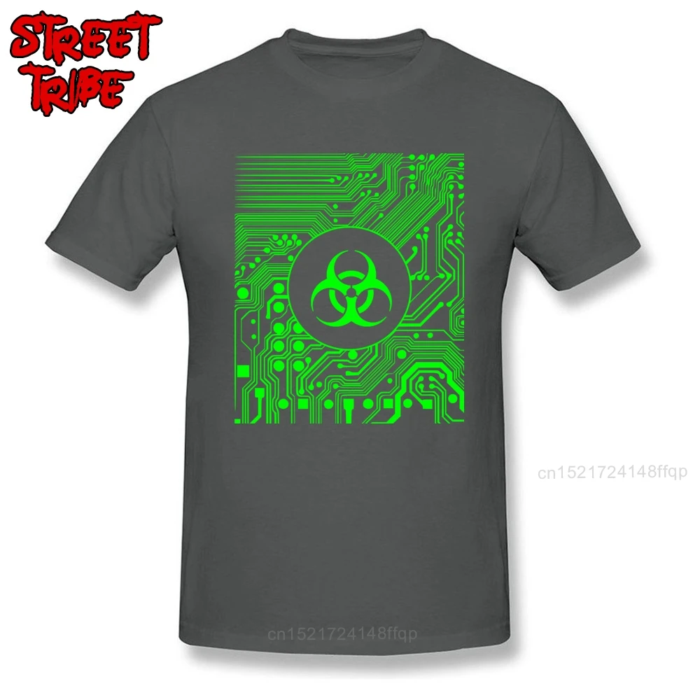 Cyber Goth T-shirt Biohazard Men T Shirt Green Danger Mark Tshirt Geek Groups Logo Tops Print Custom Guys Tee Cotton Clothes