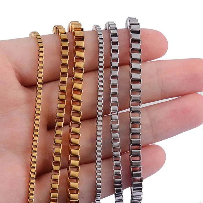 Edelstahl-Box-Halskette im klassischen Stil, hochwertige, wasserdichte Modekette, Schmuck für Männer und Frauen – Detail 4