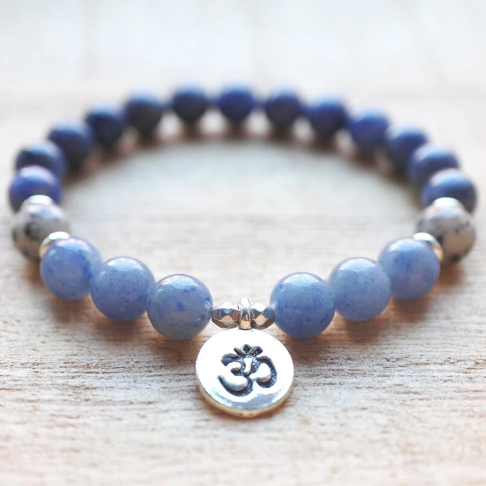 MG1326 Natural Brazil Blue Aventurine Bracelet Sodalite Sesame Jasper Mala Energy Bracelet Emotional Healing Jewelry