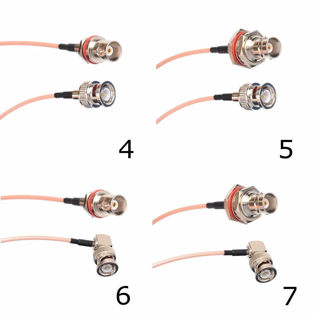 BNC Male Plug Right Angle to Straight BNC Female For HD SDI Video Signal 6G 4K Camera Pigtail Soft 75 Ohm RG 179 Coaxial Cable