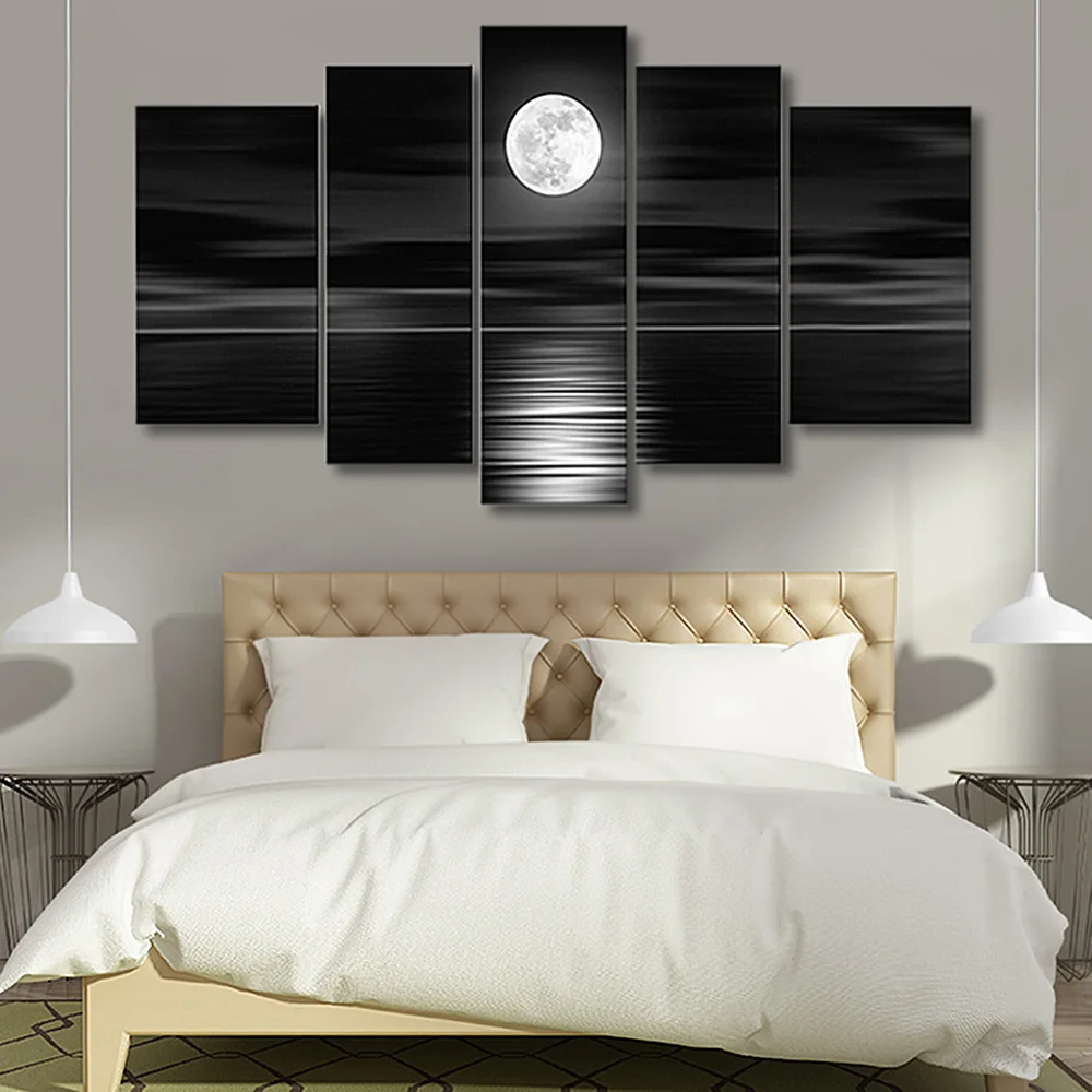 

Canvas Wall Art for Home Decoration, HD Prints, Bright Full Moon Picture, Modern Decorative Framed, Living Room Paintings, 5 PCs