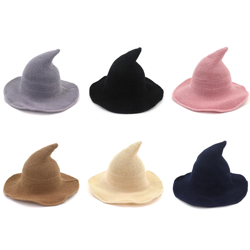 1 pz moderno Cosplay cappello da strega di lana donna signora fatta di lana di pecora alla moda cappello da festa di Halloween cappello da festa