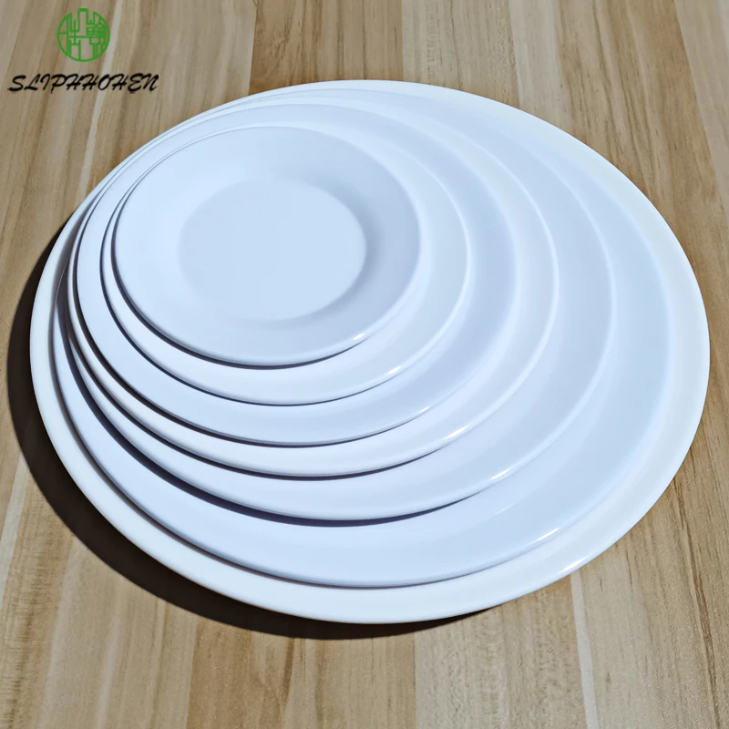 A5 Melamine Dinnerware Dinner Plate White Round Flat Dish Restaurant Hotel Imitation Porcelain Tableware