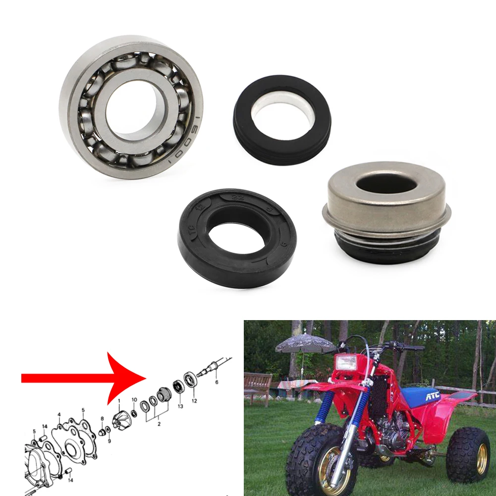 

4PC ATV Parts Water Pump Seal Bearing Kit For Honda ATC250R 1985 1986 / FourTrax 250 TRX250R 2x4 1986 1987 1988 1989