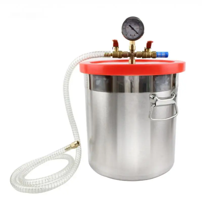 

3 Gallon 12L Stainless Steel Vacuum Degassing Chamber Vacuum Defoaming Barrel For Silicone Resin AB Adhesive 25x25CM