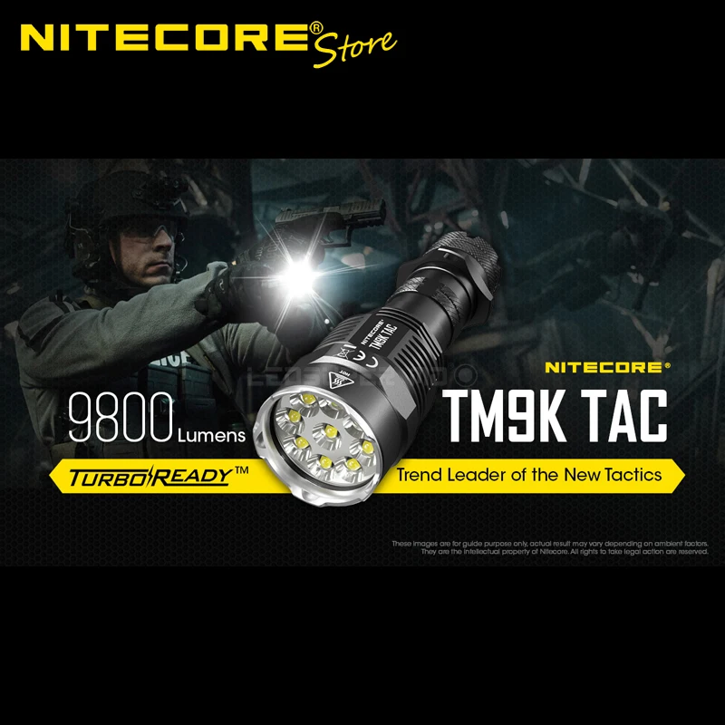 9800 Lumens LED Torch NITECORE TM9K TAC USB-C Rechargeable Tactical Flashlight Built-in Li-ion 5000mAh Battery