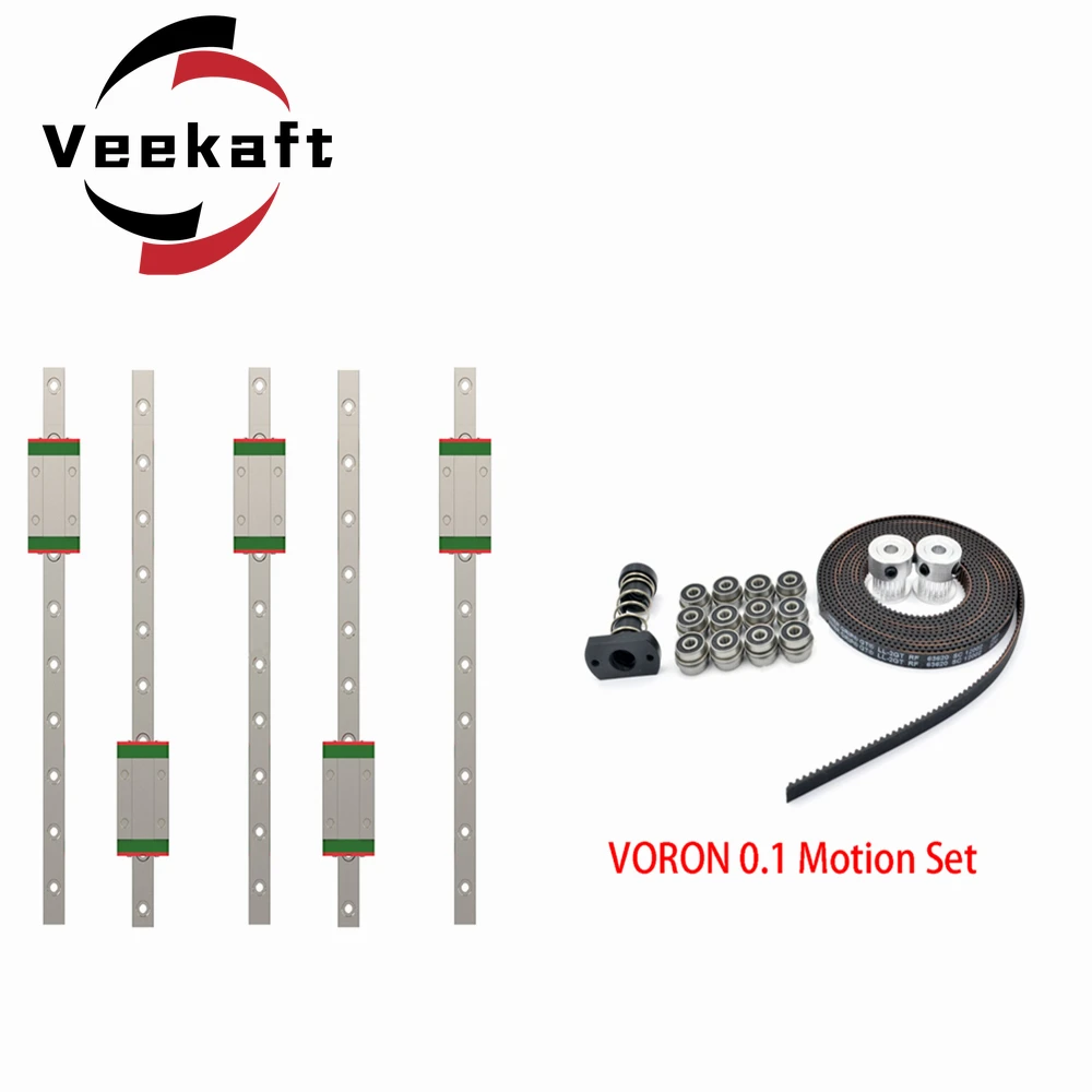 VORON 0.1 Motion Set GT2 LL-2GT RF Open Belt 2GT 20Teeth Pulley F623-RS Bearing MGN7H-1R-150 Linear Rail T8 Flange Nut 8mm Lead