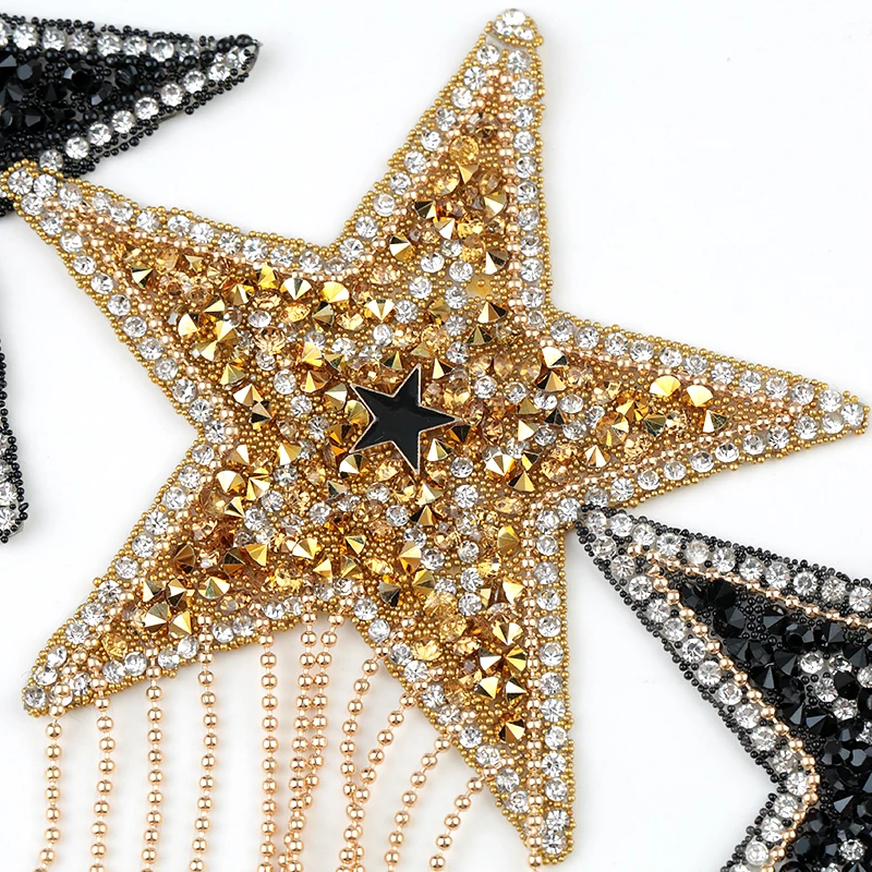 Multi-style Patch Sparkling Rhinestone Star Tassel Pattern Hotfix Cloth Patches Sequins For Clothing Appliques Iron-on Sticker