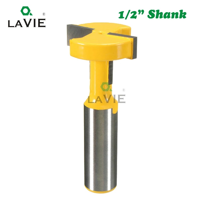 LAVIE 12 มม.1/2 นิ้วShank T-Slot Handle Routerบิตทังสเตนคาร์ไบด์Slottingตรงสำหรับเครื่องตัดไม้ไม้ 03003