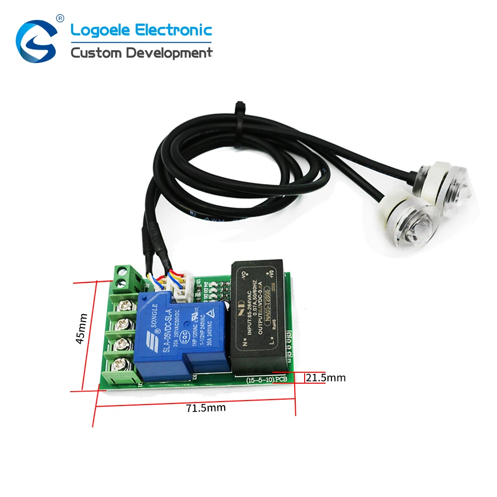 Double Liquid Level Sensor Alarm Module Infrared Water Level Detection Switch Relay Output