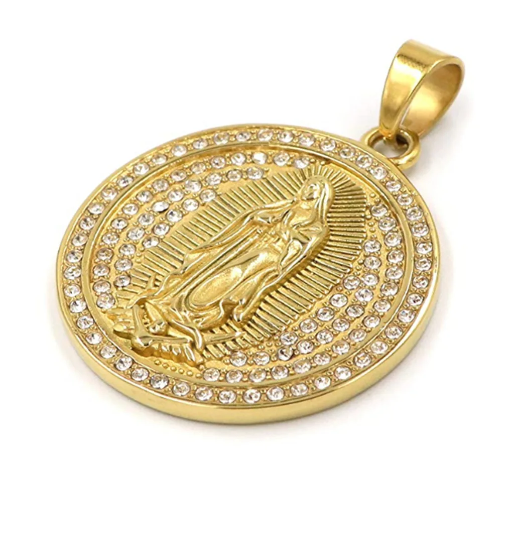 Wholesale Classic Virgin Mary Pendant Necklace Gold Color Our Lady of Guadalupe Religious Jewelry Colar Necklace