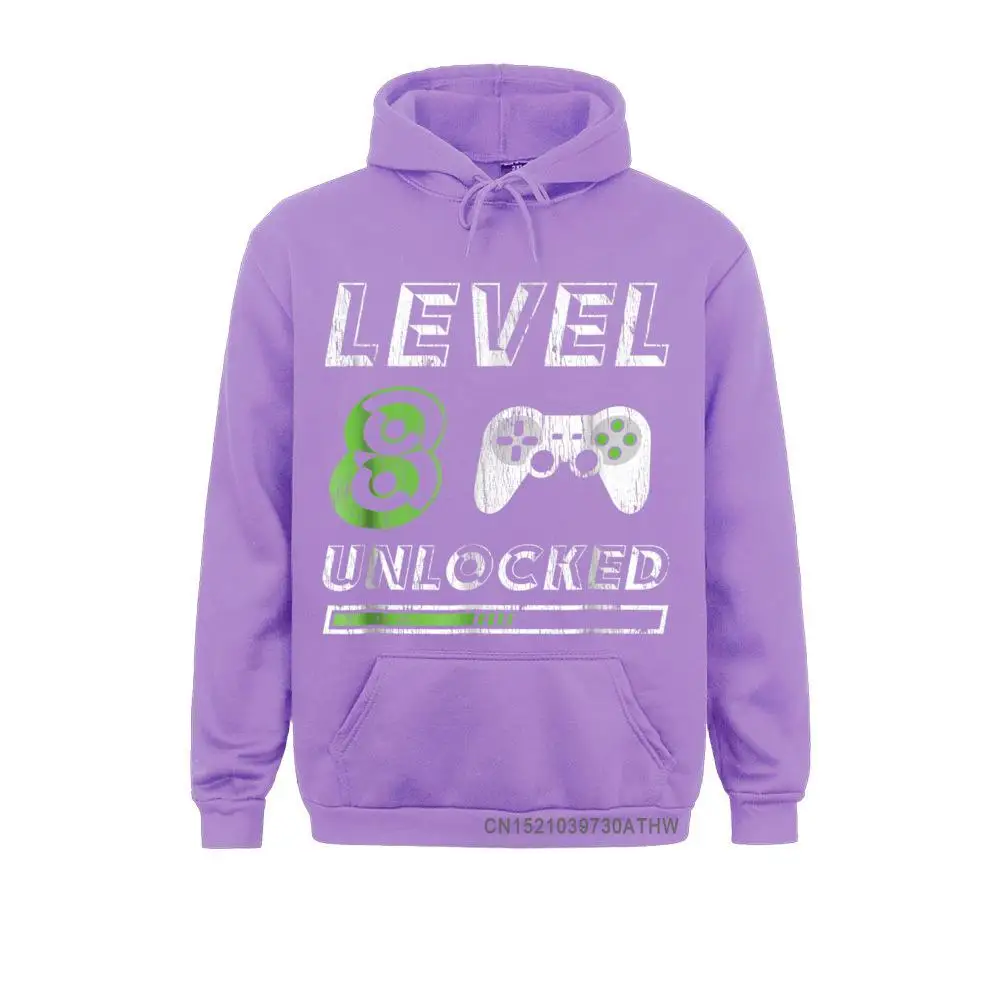 Student Hoodies Level 8 Unlocked 8 Year Old Gamer Funny Birthday Hooded Tops Men Sweatshirts Long Sleeve Hoods