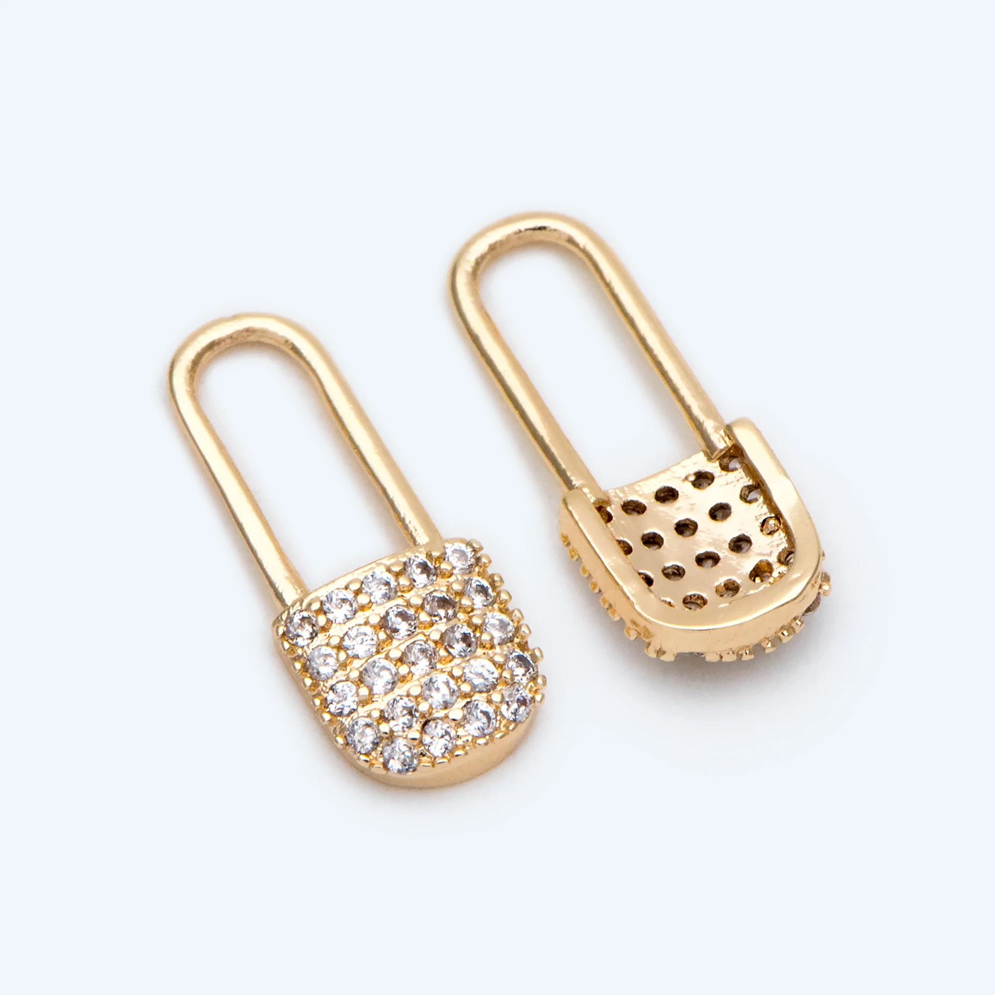 

4pcs CZ Paved Lock Charm, Padlock Pendant, Real Gold Plated Brass (GB-2318)