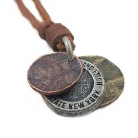 3 Coins Pendant Genuine Leather Necklace For Wealth And Success Lucky Antique Pendant Fashion Charm Choker Best Wishes Gifts