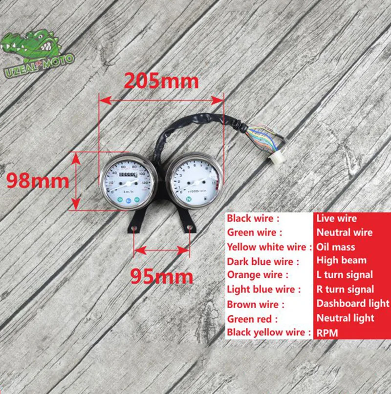 12V  Carburetor Style Double heads Universal Motorcycle Mechanical Odometer High Quality Speedometer and Engine Speed Instrument