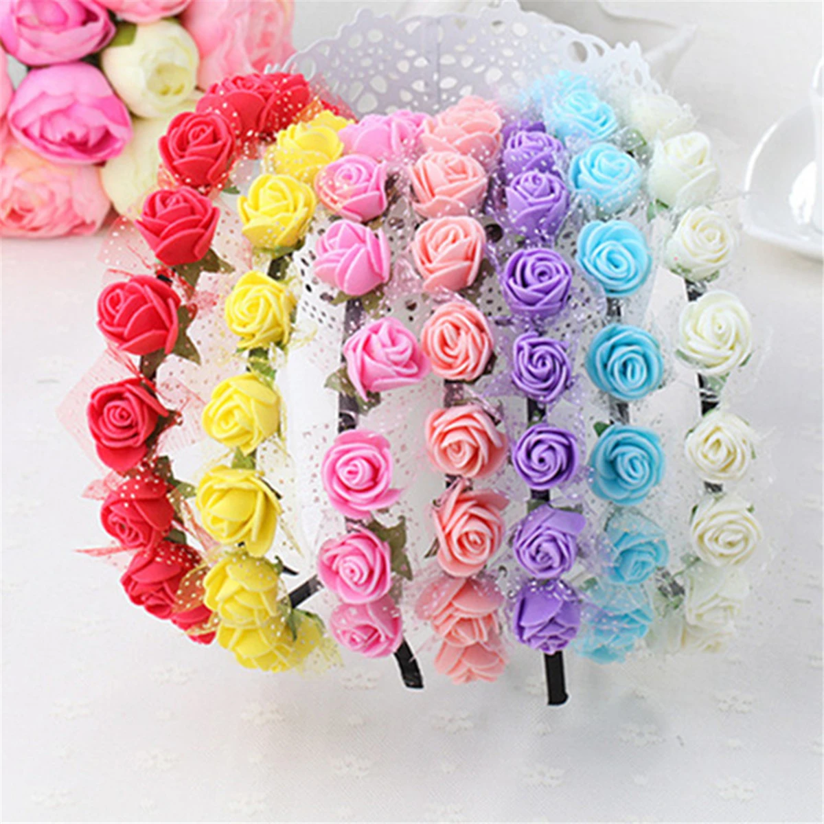 Bohemian Flower Wreath Headband 2024 Children Hair Accessories Sweet Flower Hair Bands Little Girl Cute Headband Kids Head Hoop