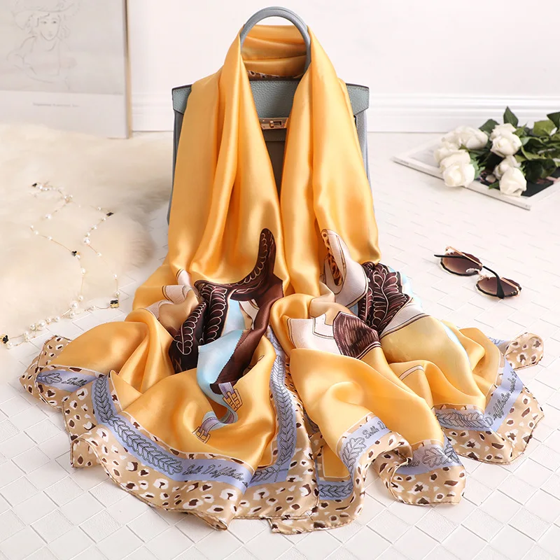 Hot Fashion Women Scarf Spring Summer Women's Silk Scarves Shawls Pashmina Lady Oversized Beach Covers Print Stoles Bandana