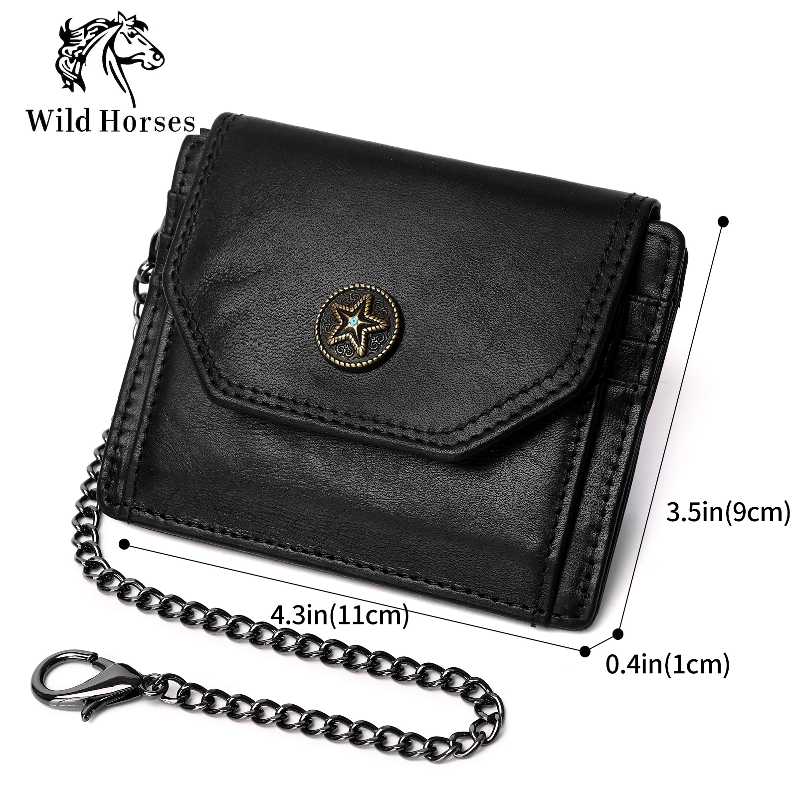 Men Wallet's  Genuine Leather New Design Short Wallet with Coin Pockets Card Holders and Chain High Quality RFID  Men Wallet