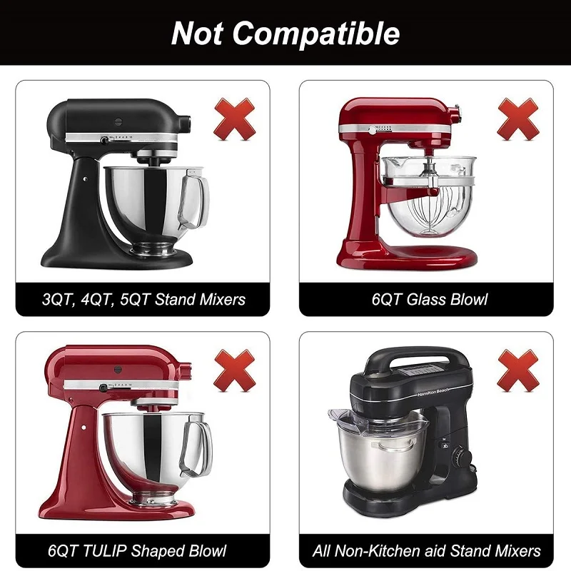 قاعدة رفع مرنة مع وعاء من السيليكون ، مضرب حافة مرنة لـ kitchen aid 6 Quart ، مضرب مسطح مع حواف سيليكون مرنة