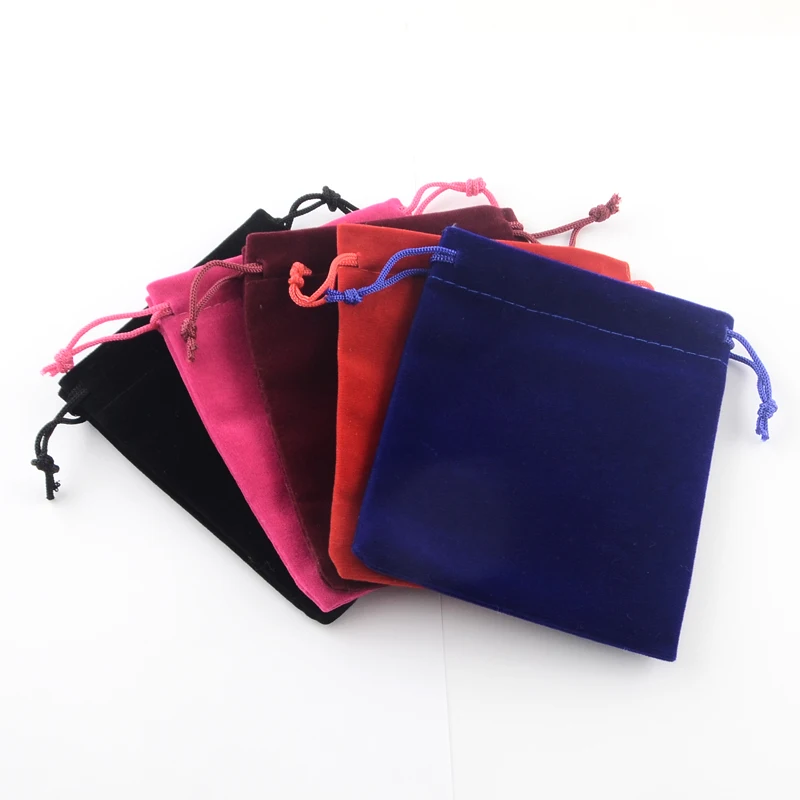 

50pcs Rectangle Velvet Pouches for Jewelry Packaging Black Red DarkBlue DarkRed Color Gift Bags 9x7cm 12x10cm 15x10cm