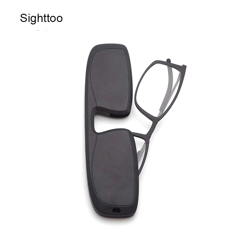 Sighttoo Ultra Thin Reading Glasses Portable Eyeglasses TR90 For Men with Keychain Case Metal Frame Presbyopia Glasses For Women