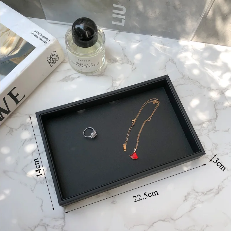 Newly White PU Rings/Flat Jewelry Display Velvet Slots Earrings Rings Tray Organizer Holder Case Box  8 Colors