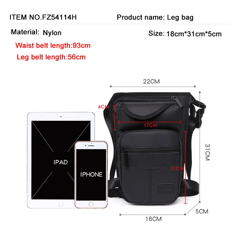 Men Fanny Waist Pack Waterproof Leg Bag Drop Messenger Shoulder Bags Travel Motorcycle Tactical Chest Pouch Bum Hip Belt Purse
